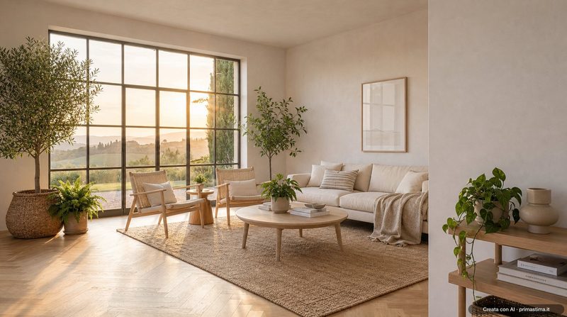 Lo stesso soggiorno in stile scandinavo, generato con AI
